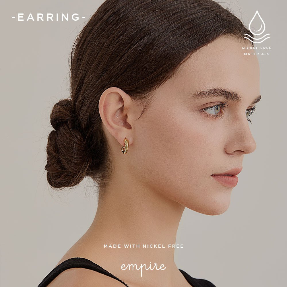 E036 痛くない イヤリング 大人 高見え 金属アレルギー ニッケルフリー 可愛い レディース ゴールド empire - empire