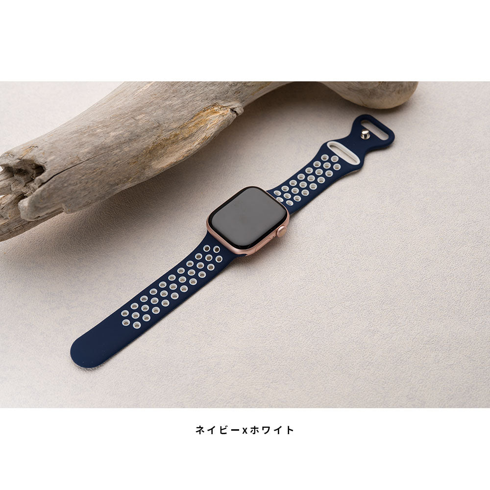 アップルウォッチ バンド シリコン 夏用 スポーツ se Apple Watch スポーツバンド ベルト 49mm 46mm 44mm 45mm 40mm 41mm 42mm 38mm 腕時計 レディース メンズ applewatch 防水 - empire