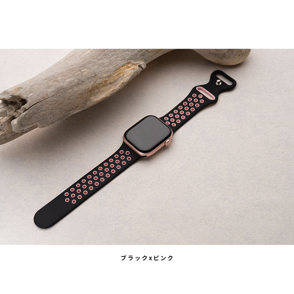 アップルウォッチ バンド シリコン 夏用 スポーツ se Apple Watch スポーツバンド ベルト 49mm 46mm 44mm 45mm 40mm 41mm 42mm 38mm 腕時計 レディース メンズ applewatch 防水 - empire