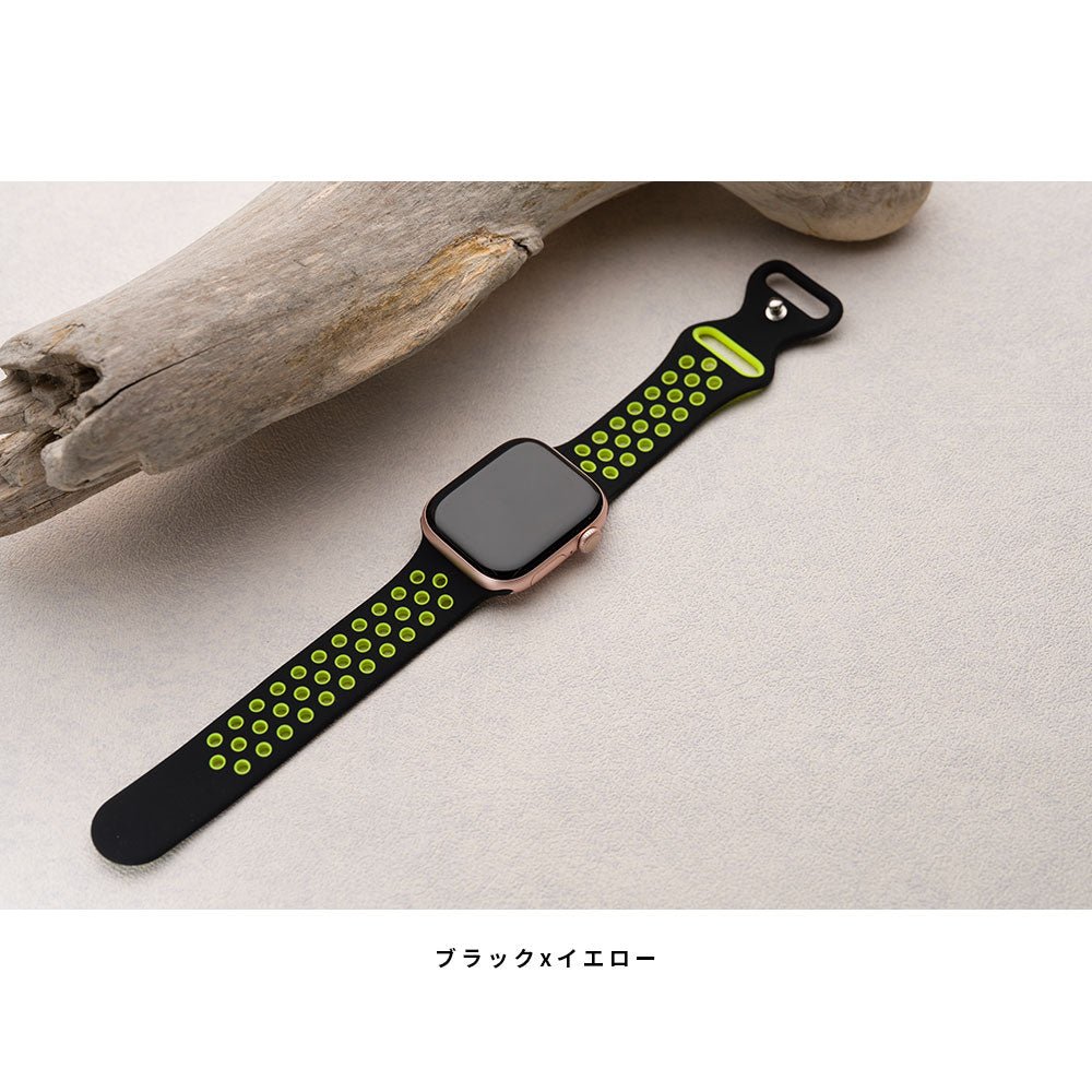 アップルウォッチ バンド シリコン 夏用 スポーツ se Apple Watch スポーツバンド ベルト 49mm 46mm 44mm 45mm 40mm 41mm 42mm 38mm 腕時計 レディース メンズ applewatch 防水 - empire
